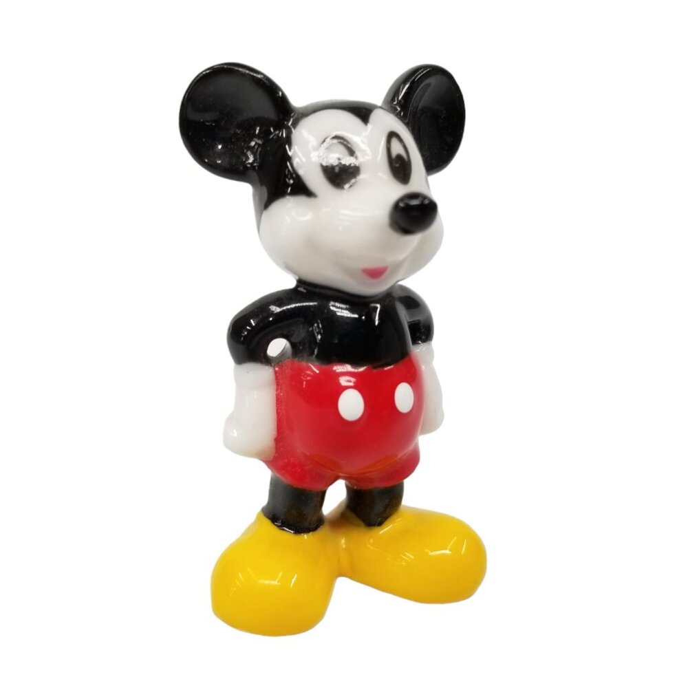 Vtg Disney Mickey Mouse Mini Figurine Bone China 2" Taiwan